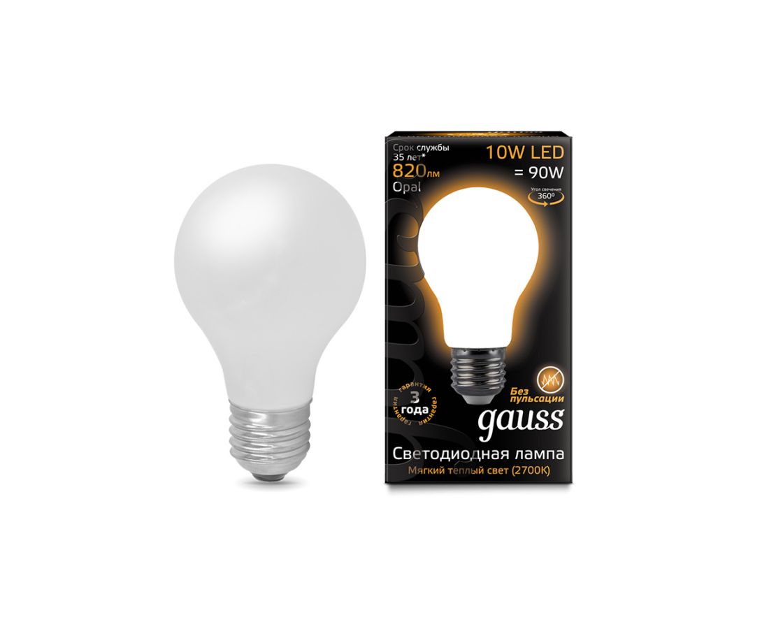 ლედ ნათურა 102202110 Filament 10W E27 2700К - Gauss — ნათურა და ვაზნა